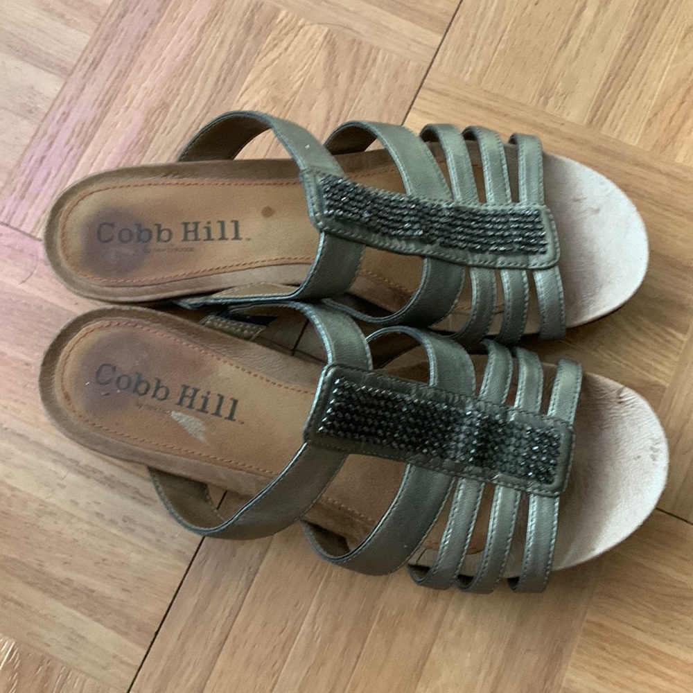 Cobb Hill Hayden Wedge Sandal, 7.5 Narrow, Black Patent, new in box. 1 5/8” heel